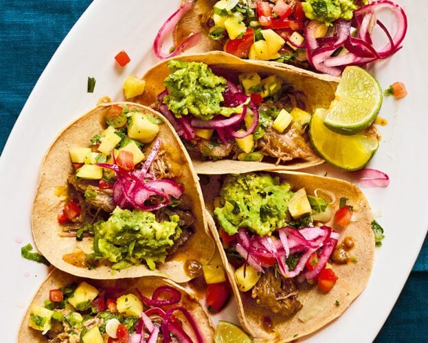 Slow-cooked short rib and pineapple tacos