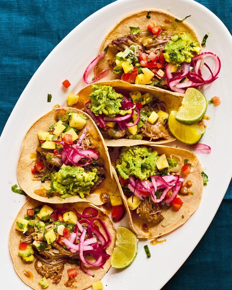 Slow-cooked short rib and pineapple tacos