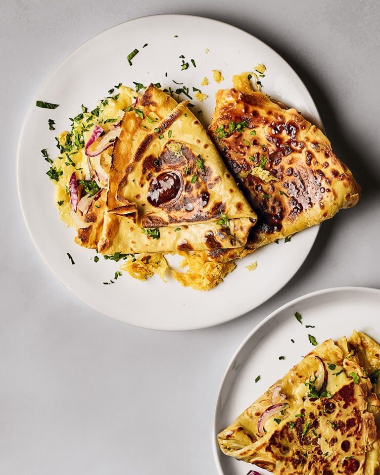 Cheese and onion crepes