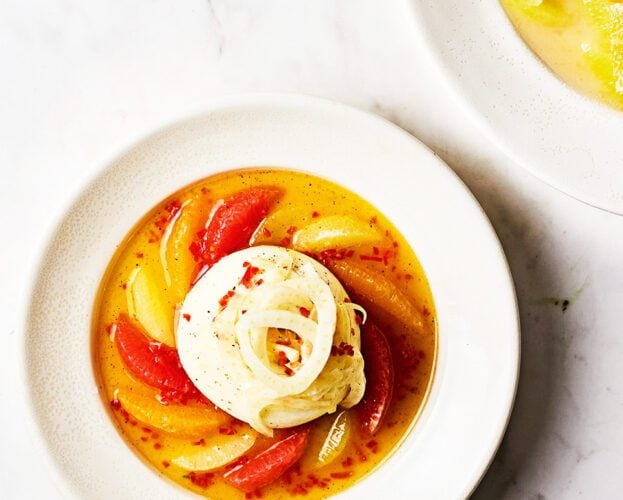 Adam Byatt's citrus, fennel and burrata salad
