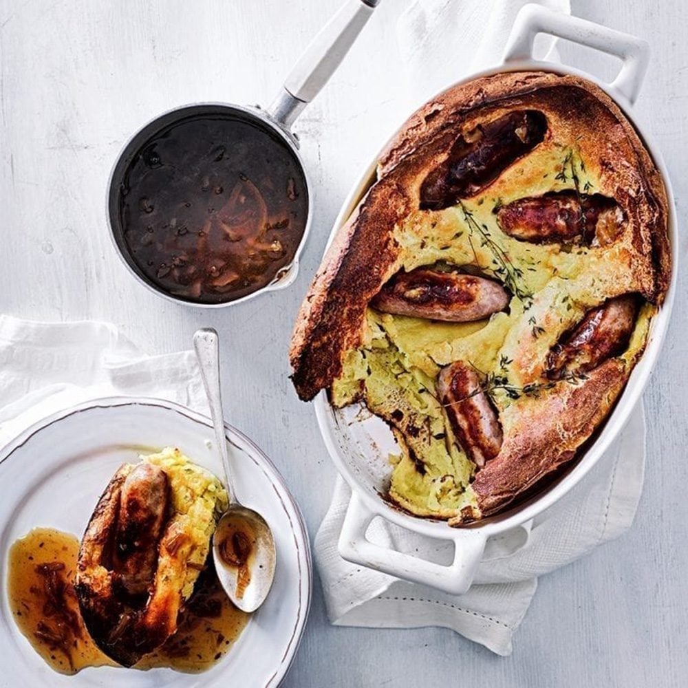 Thyme and mustard toad in the hole