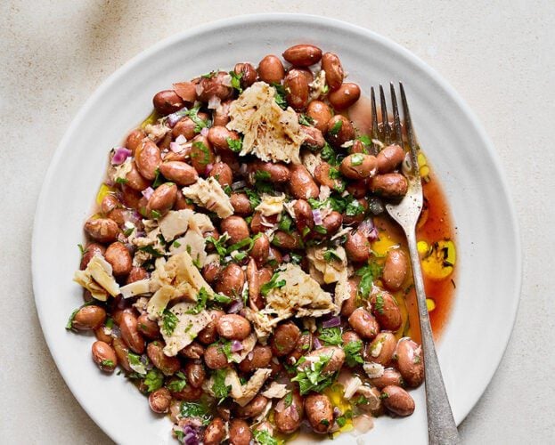 Warm borlotti bean and tuna salad