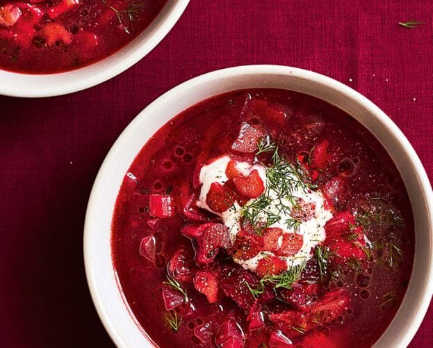 Rhubarb and beetroot borsch