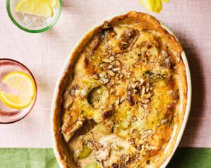 Four cheese leek and walnut gratin