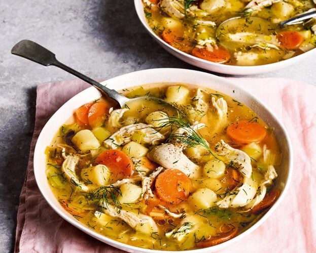 Spring chicken gnocchi soup
