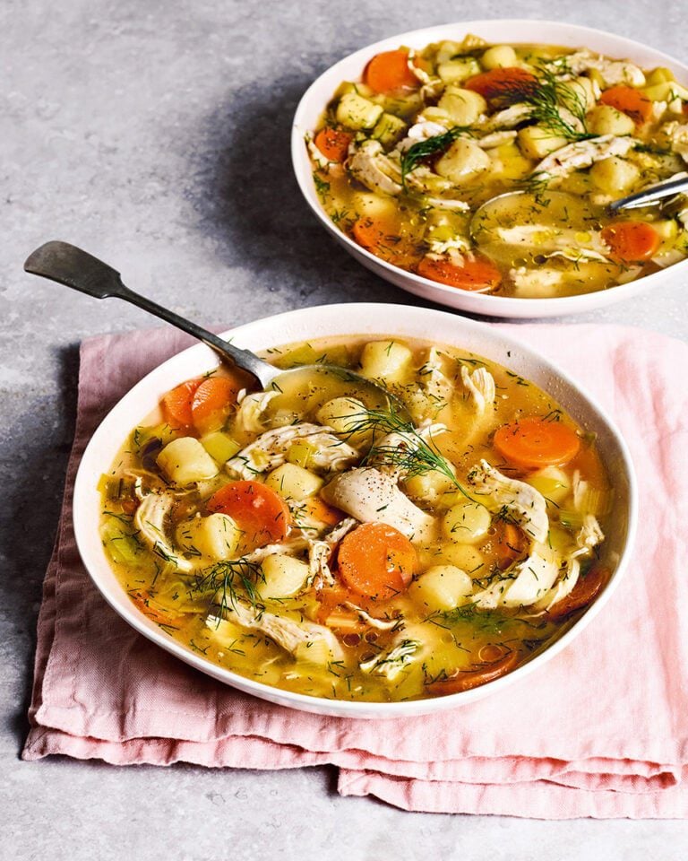 Spring chicken gnocchi soup