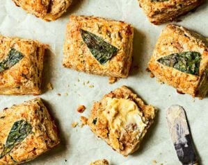 Wild garlic and cheddar scones