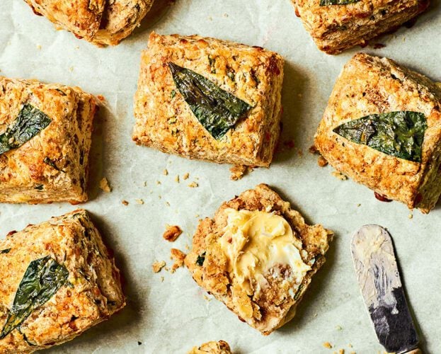 Wild garlic and cheddar scones