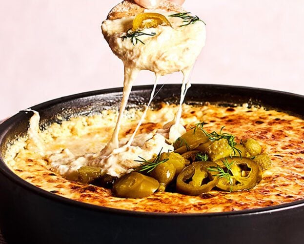 Three cheese and pickle dip