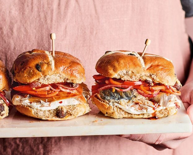 Hot cross bun mackerel sandwiches