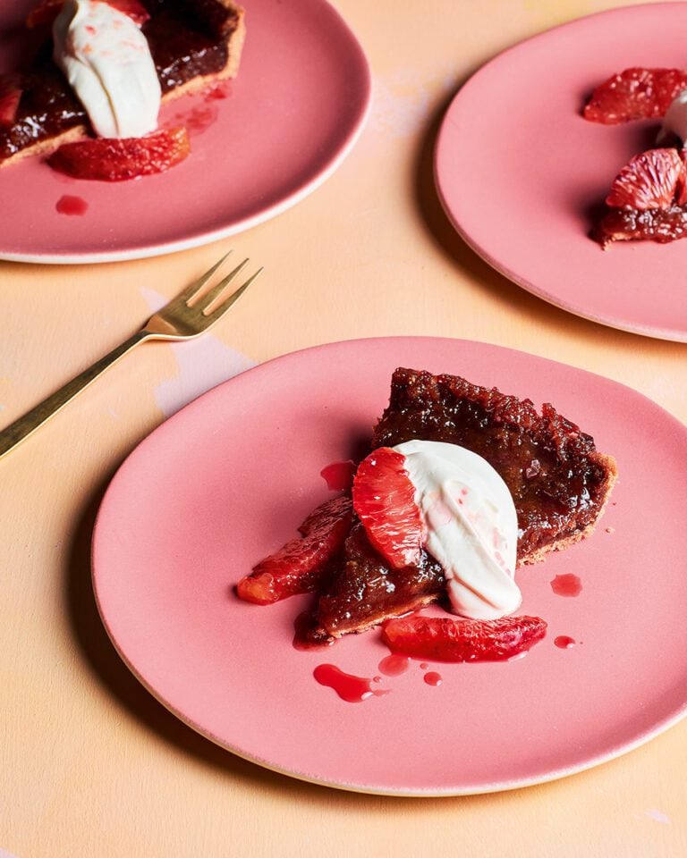 Orange hot cross bun treacle tart