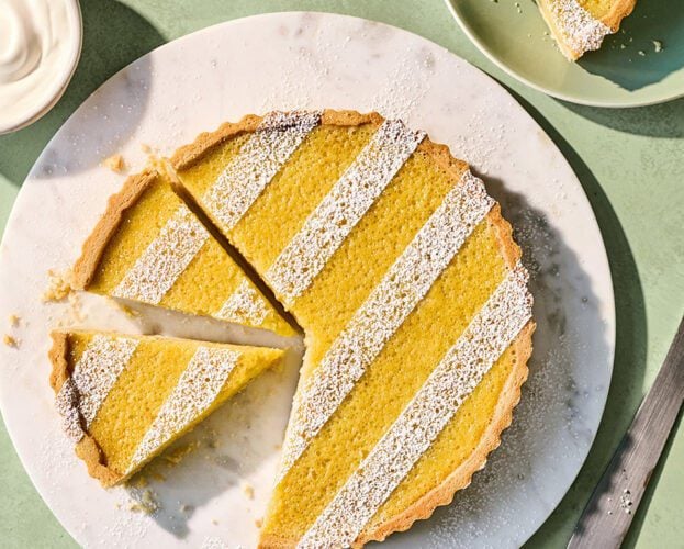 Elderflower and gooseberry tart
