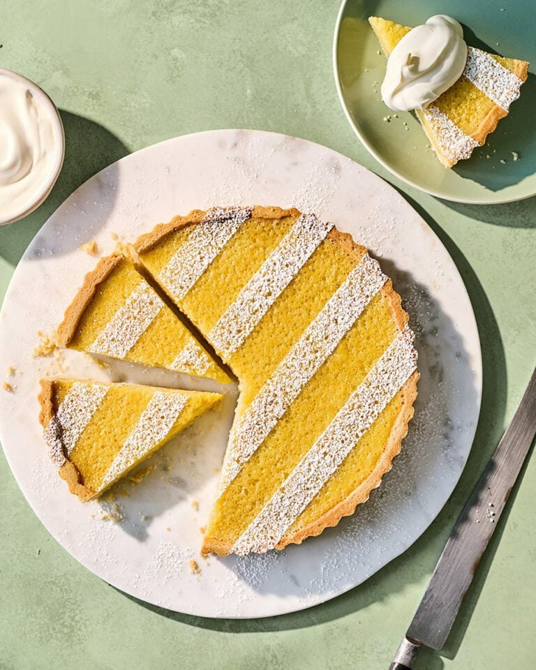 Elderflower and gooseberry tart