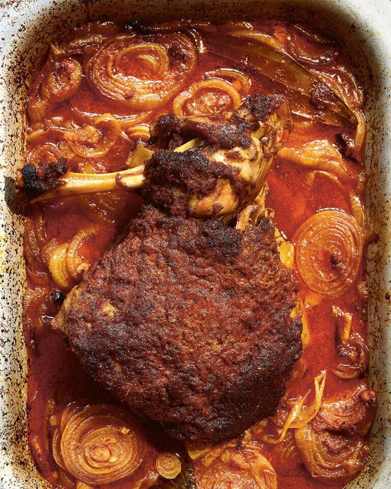 Indian roast lamb shoulder with ginger and fresh turmeric