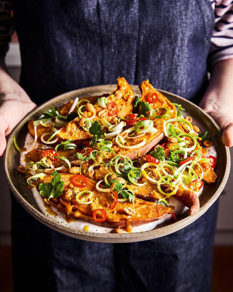 Steamed satay sweet potatoes