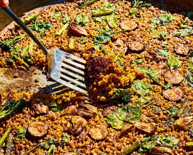 Paella verde (vegan green paella)