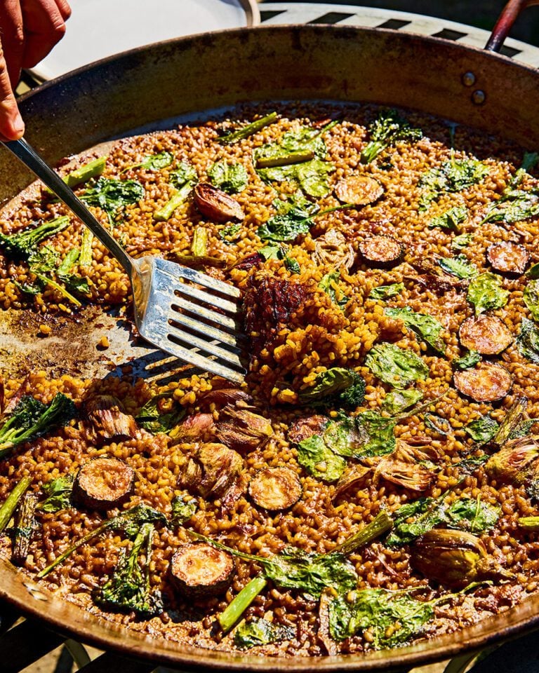 Paella verde (vegan green paella)