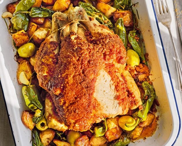 One-tray chorizo roast chicken