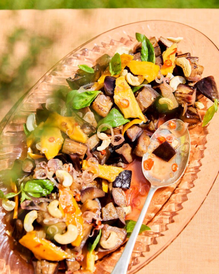 Sweet and sour aubergine salad