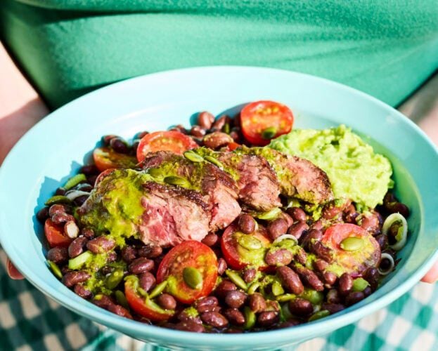 Mojo steak and black bean salad