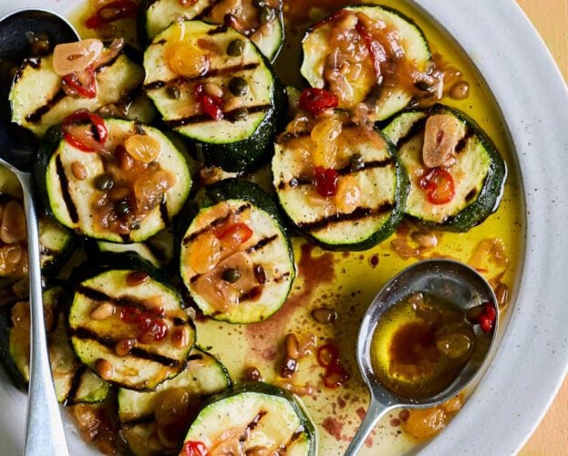 Grilled courgettes with agrodolce