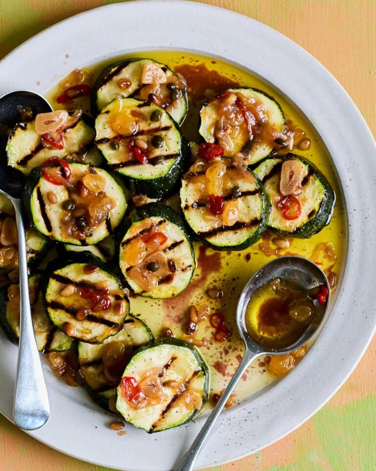 Grilled courgettes with agrodolce