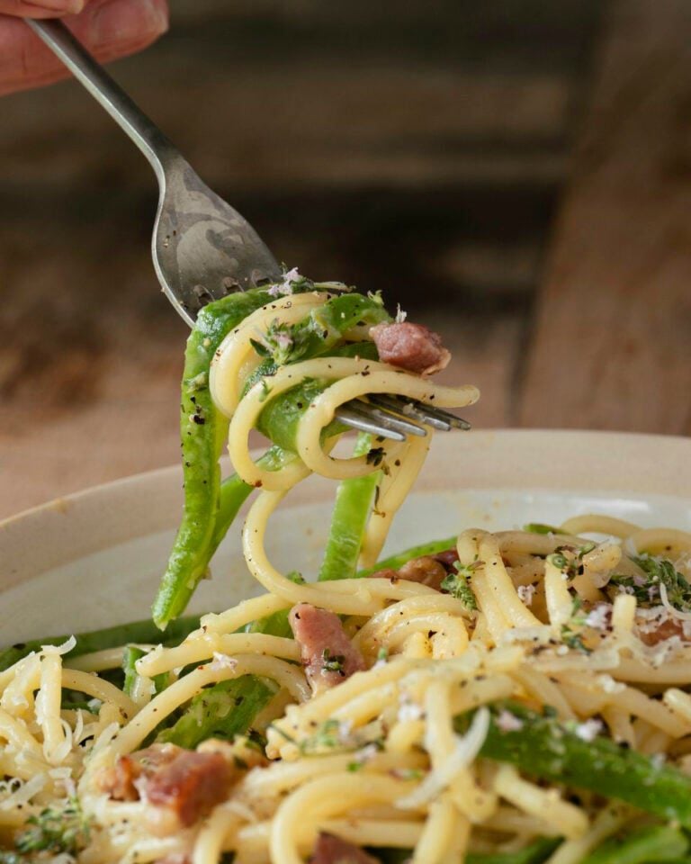 Runner bean carbonara