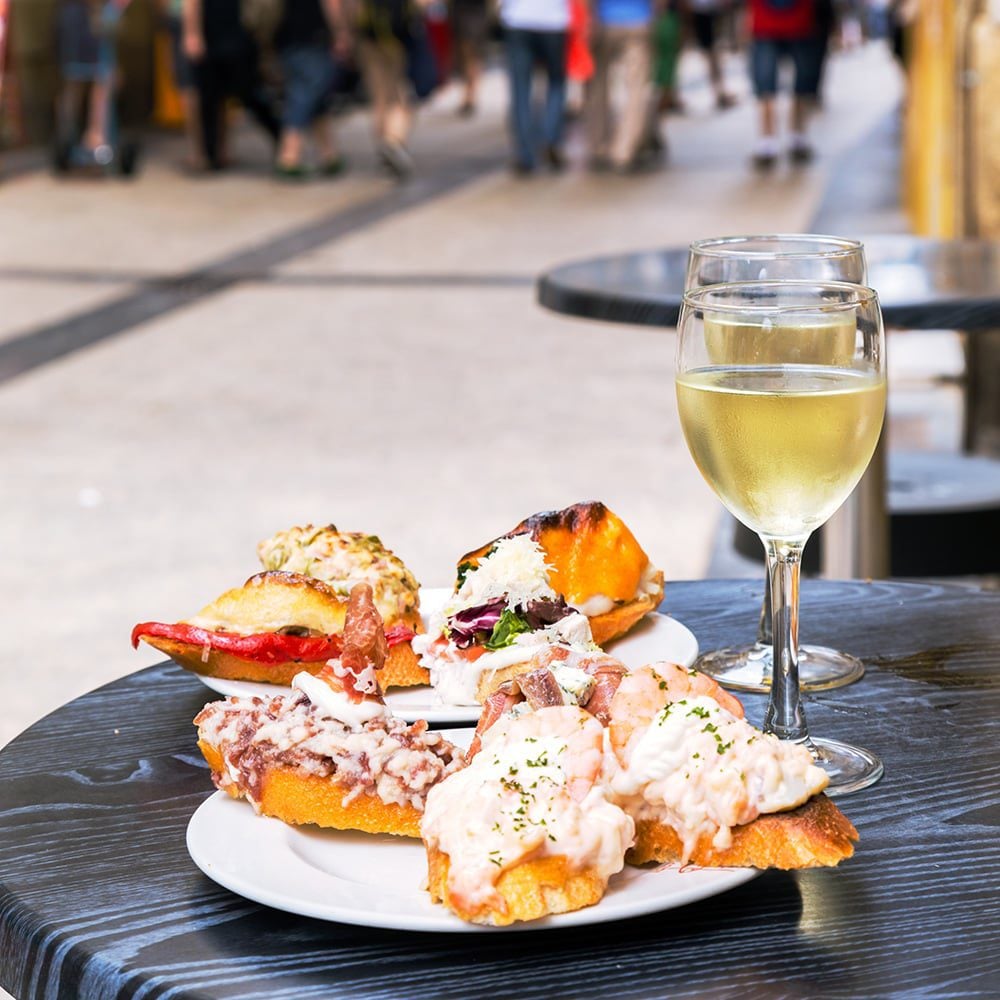 A plateful of pintxos