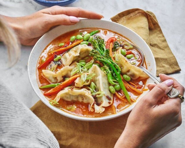 Emily English’s Thai red coconut gyoza soup
