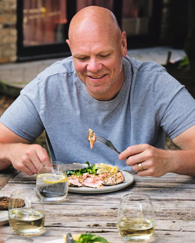Tom Kerridge’s barbecue salmon with fennel and dill