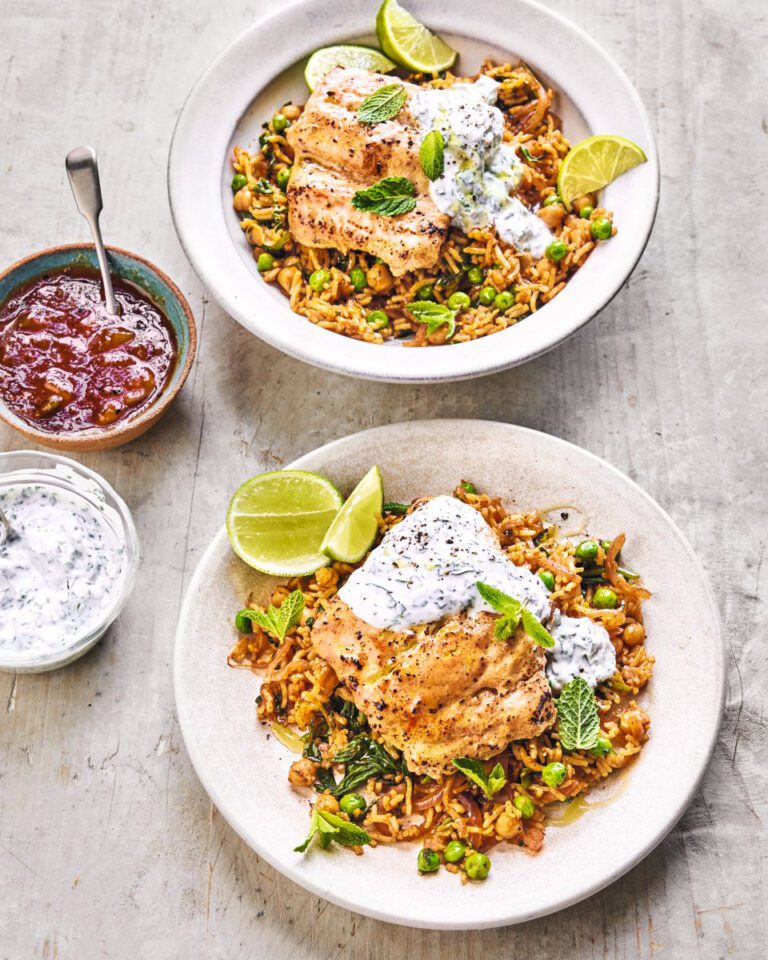 Emily English’s tikka cod with caramelised onion