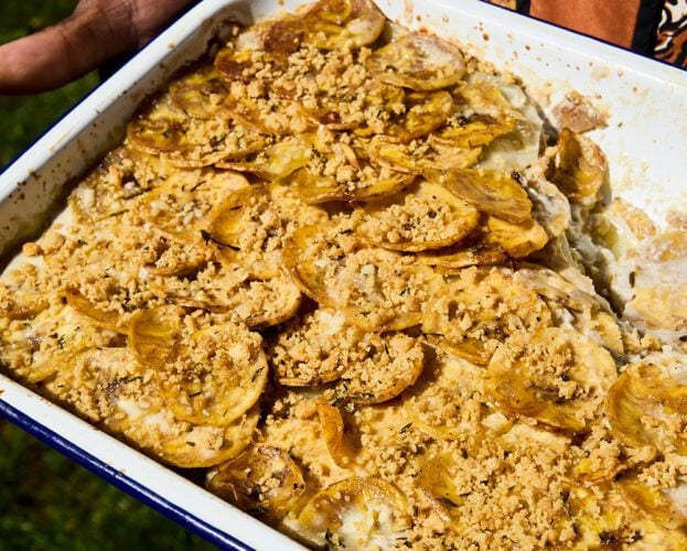Green plantain dauphinois