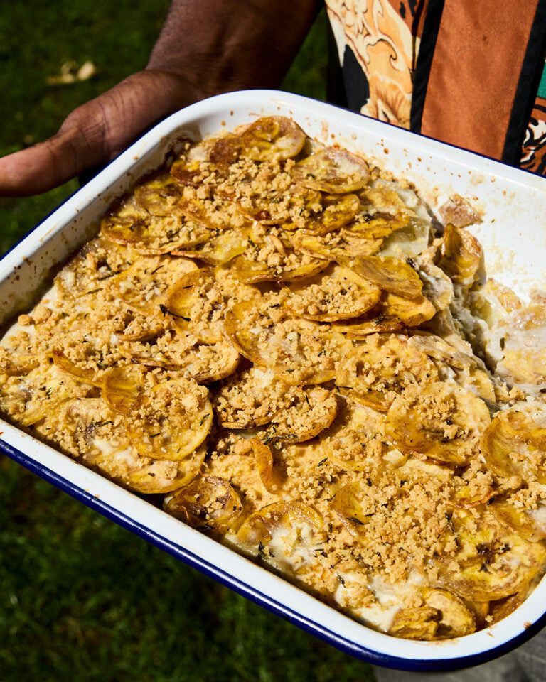 Green plantain dauphinois
