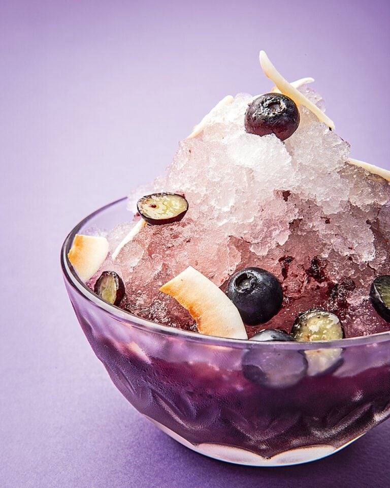 Coconut and blueberry granita