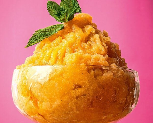 Cantaloupe melon and mint granita