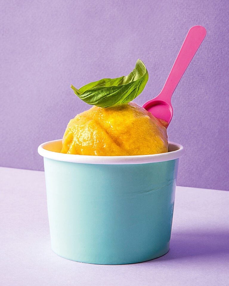 Caramelised pineapple and basil sorbet