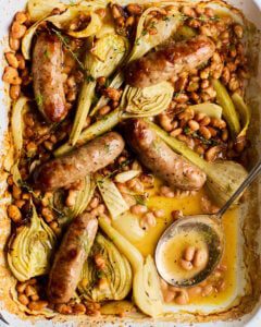 Easy sausage, fennel and bean traybake | delicious. magazine